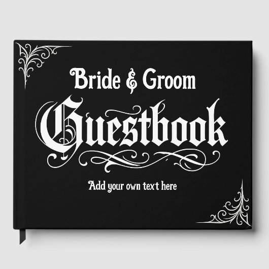 Gothic Black Guest Book Personalisierte Namen & Te Gästebuch (Vorderseite)