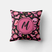 Gothic Black Halloween Ghost Monogram Wohngestaltu Kissen (Rückseite)