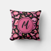 Gothic Black Halloween Ghost Monogram Wohngestaltu Kissen (Vorderseite)