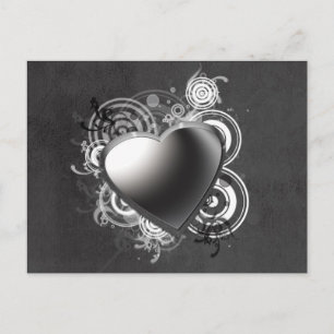 Gothic Black Heart Postcard Postkarte