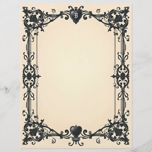 Gothic Black Heart Stationery Paper Briefbogen (Vorderseite)