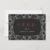 Gothic Black Lace Blood Red Bone RSVP Card Karte (Vorderseite)