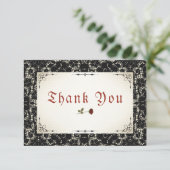 Gothic Black Lace Blood Rote Rose Dankeskarte (Stehend Vorderseite)