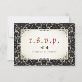 Gothic Black Lace Blood Rote Rose RSVP Card Karte (Vorderseite)