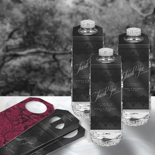 Gothic Black Lace & Satin Wedding ID866 Flaschenanhänger