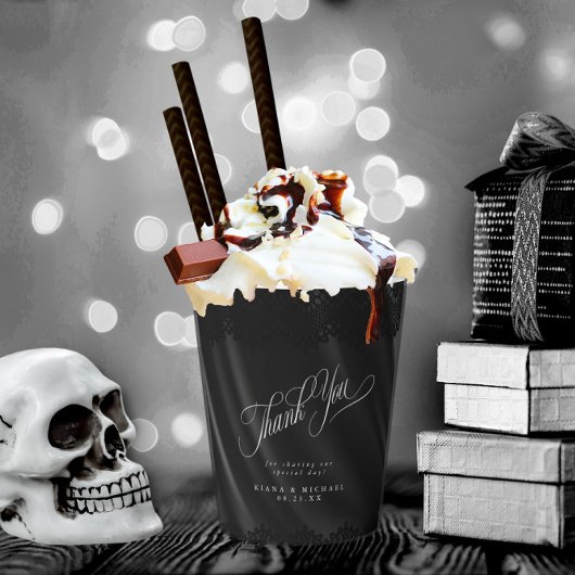 Gothic Black Lace & Satin Wedding ID866 Pappbecher