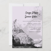 Gothic Black & Lavender Skull-Rose handhaben Einladung (Vorderseite)