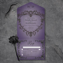 Gothic Black & Lila Filigree Herzessen