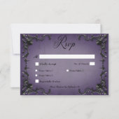 Gothic Black & Lila Filigree Herzessen RSVP Karte (Vorderseite)