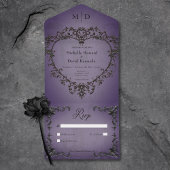 Gothic Black & Lila Filigree Herzlich Willkommen All In One Einladung