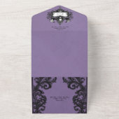 Gothic Black & Lila Halloween Filigree Dinner All In One Einladung (Außenbereich)