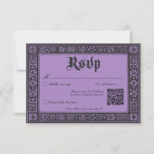 Gothic Black Lila Medieval bis zum Tod Hochzeit RSVP Karte (Vorderseite)