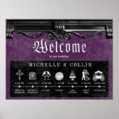 Gothic Black & Lila Order of Events Wedding Poster (Vorne)