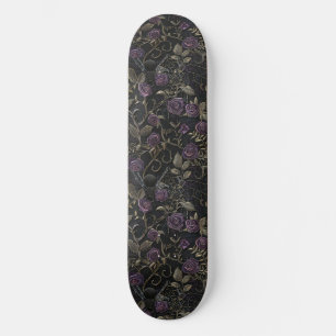 Gothic Black Lila Rose and Spiders Skateboard