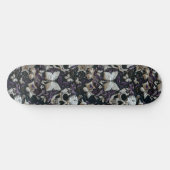 Gothic Black Lila Skulls and Moths Skateboard (Horizontal)