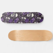 Gothic Black Lila Skulls and Rose Skateboard (Horizontal)
