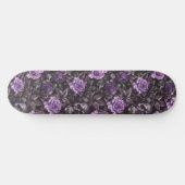 Gothic Black Lila Skulls and Rose Skateboard (Horizontal)