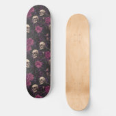 Gothic Black Lila Skulls and Rose Skateboard (Vorderseite)