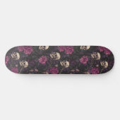 Gothic Black Lila Skulls and Rose Skateboard (Horizontal)