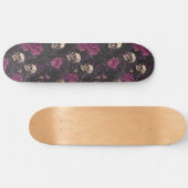 Gothic Black Lila Skulls and Rose Skateboard (Horizontal)