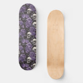Gothic Black Lila Skulls and Rose Skateboard (Vorderseite)