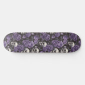 Gothic Black Lila Skulls and Rose Skateboard (Horizontal)