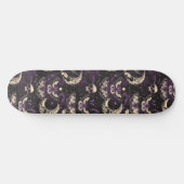 Gothic Black Lila Skulls Moths Moon Skateboard (Horizontal)