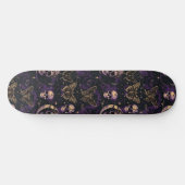 Gothic Black Lila Skulls Moths Moon Skateboard (Horizontal)