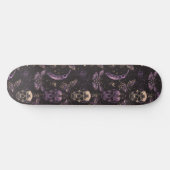 Gothic Black Lila Skulls Moths Moon Skateboard (Horizontal)