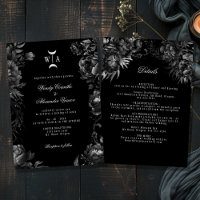 Gothic Black Monogram Moon Wappen Hochzeitdetails
