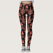 Gothic Black Orange Ghost Pattern Leggings (Vorderseite)