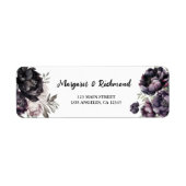 Gothic Black Peonies Floral Wedding Rücksendeadres (Vorne)