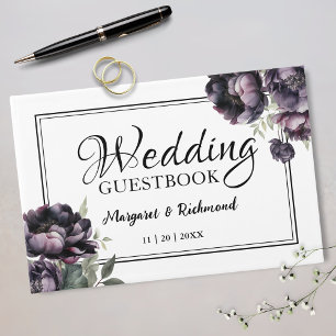 Gothic Black Peony Vintag Goth Wedding Guest Gästebuch