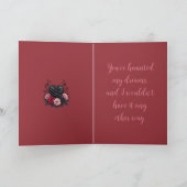 Gothic Black Petals and Spider Web Dark Valentine Karte (Innenseite)