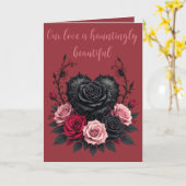 Gothic Black Petals and Spider Web Dark Valentine Karte (Gelbe Blume)