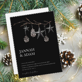 Gothic Black Pinecones Stars Weihnachtsfeier Einladung
