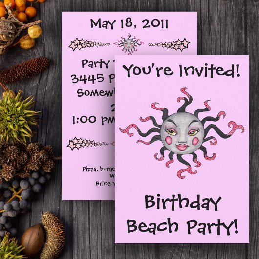 Gothic Black Pink Sun Goddess Einladungen