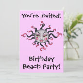 Gothic Black Pink Sun Goddess Einladungen (Stehend Vorderseite)