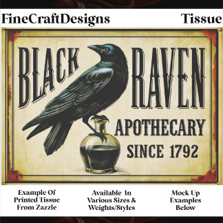 Gothic Black Raven Apothecary-Schild FP9 Decoupage Seidenpapier