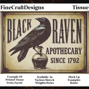 Gothic Black Raven Apotheken-Schild FP9T Decoupage Seidenpapier