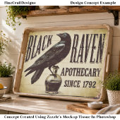 Gothic Black Raven Apotheken-Schild FP9T Decoupage Seidenpapier