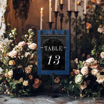 Gothic Black Raven & Black Arch Blue Wedding Tischnummer<br><div class="desc">Mit unserer Vintag gotischen Hochzeitskarte bringen Sie Ihre Gäste in eine Welt der dunklen, bezaubernden Eleganz. Der tiefblaue Hintergrund im alten Königszustand Set die Bühne für einen auffallenden Kontrast, da fett weißer Text aus komplizierten, schwarzen Textfeldern entsteht. Am Höhepunkt dieser Einladung nimmt ein dreidimensionaler gotischer Rahmen mit einem königlich schwarzen...</div>