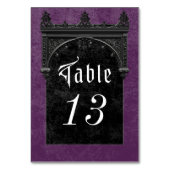 Gothic Black Raven & Black Arch Lila Hochzeit Tischnummer (Vorderseite)