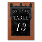 Gothic Black Raven & Black Arch Rust Wedding Tischnummer (Rückseite)