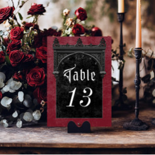 Gothic Black Raven & Black Arch Tischnummer