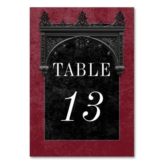 Gothic Black Raven & Black Arch Tischnummer (Rückseite)