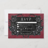 Gothic Black Raven & Black Rose Abendessen RSVP Karte (Vorderseite)
