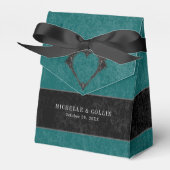 Gothic Black Raven & Black Rose Aquamarine Hochzei Geschenkschachtel (Vorderseite)