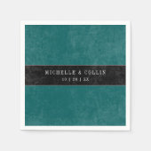 Gothic Black Raven & Black Rose Aquamarine Hochzei Serviette (Vorderseite)