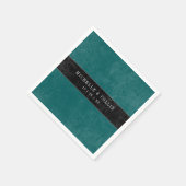 Gothic Black Raven & Black Rose Aquamarine Hochzei Serviette (Ecke)